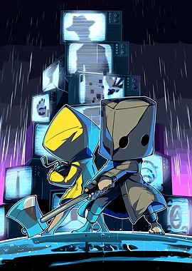 Little Nightmares Characters in Rainy Setting