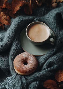 Cozy Autumn Coffee and Donut