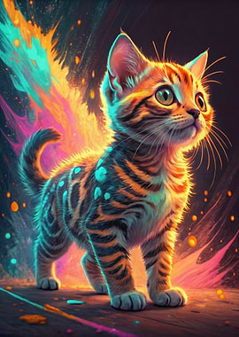 Kitten with Fiery Aura