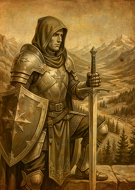 Knight in Armor with Sword and Shield