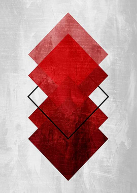 Abstract Geometric Red Diamonds