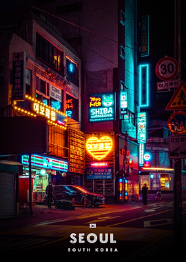 Neon Seoul Street at Night