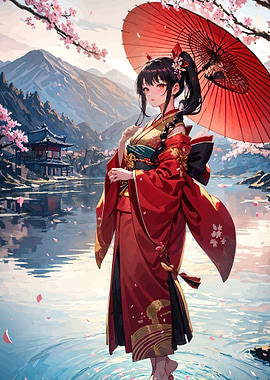 Misty Mount Fuji Landscape Kimono