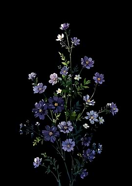 Dark Blue Cosmos Flowers