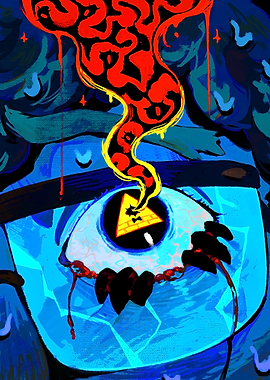 Bill Cipher Eye with Red Smoke
