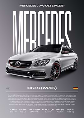 Mercedes-AMG C63 S (W205) Car Poster