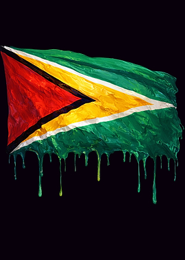 Guyana Flag Colorful Dripping