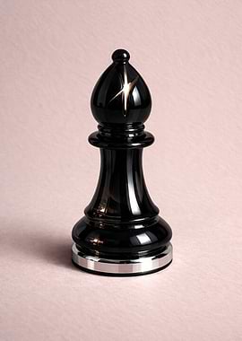 Black Chess Bishop with Gold Accent