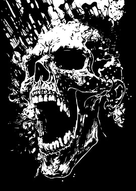 Screaming Skull with Splatter Effect