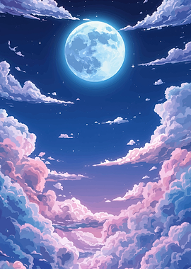 Dreamy Moonlit Sky with Clouds