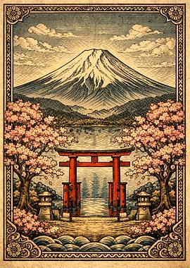 Mount Fuji Torii Gate Cherry Blossoms Special Edition