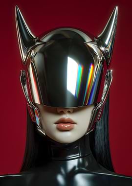 Futuristic Helmet with Horns
