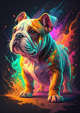 Colorful Bulldog Portrait