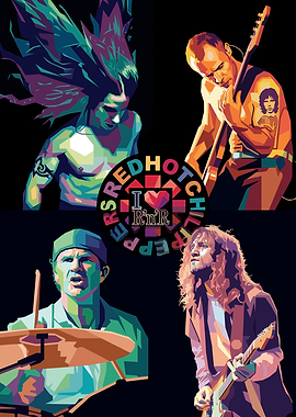 Red Hot Chili Peppers Pop Art Collage