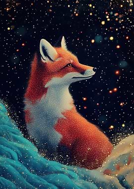 Fox in a Starry Night