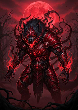 Werewolf Warrior in Red Armor