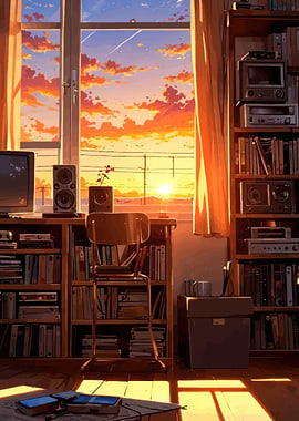 Anime Room Sunset Study