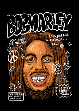 Bob Marley Portrait with Reggae Vibes