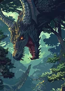 Dragon in a Lush Forest