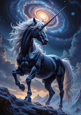 Cosmic Fantasy Unicorn in Galaxy