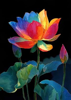 Vibrant Rainbow Lotus Flower
