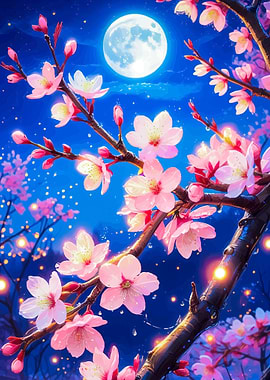 Moonlit Cherry Blossoms