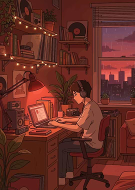 Cozy Rainy Night Study Session