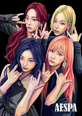 K-Pop Group AESPA Pixel Art