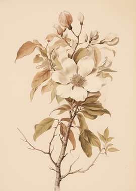 Magnolia Branch and Leaves
