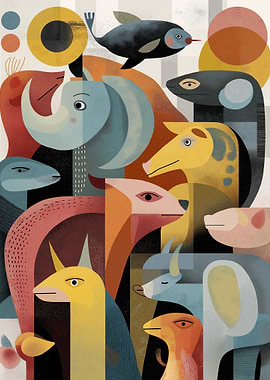 Abstract Animal Gathering