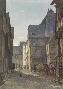 Medieval Street Scene with Figures