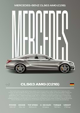 Mercedes-Benz CLS63 AMG C218 Car Poster