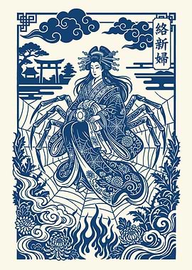 Spider Woman with Japanese Motifs