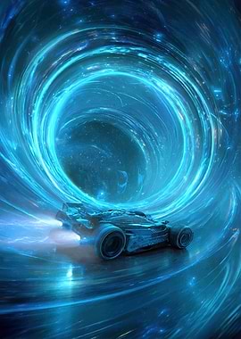 Futuristic Car in a Cosmic Wormhole