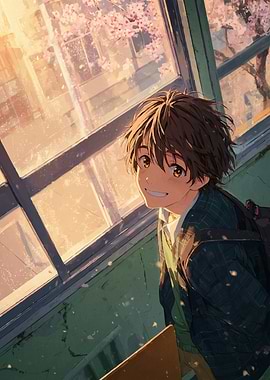 Anime boy by the window