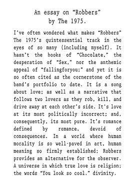 Essay on The 1975's 'Robbers'