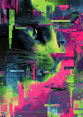 Glitch Art Cat Portrait