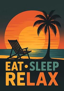 Eat Sleep Relax Beach Scene