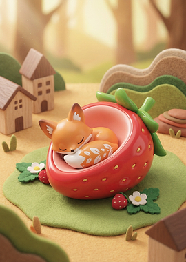 Sleeping Fox in Strawberry