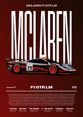 McLaren F1 GTR LM Car Poster