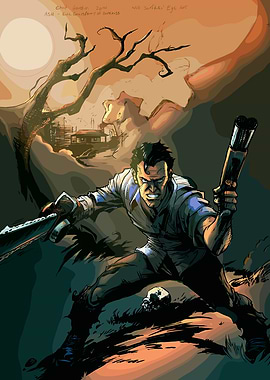 Ash Williams with Chainsaw and Shotgun