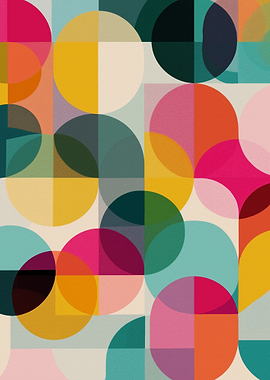 Geometric Circles and Squares Pattern