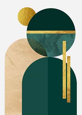 Abstract Geometric Shapes with Gold Accents
