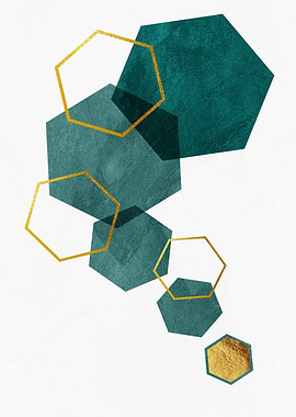 Geometric Hexagons with Gold Accents