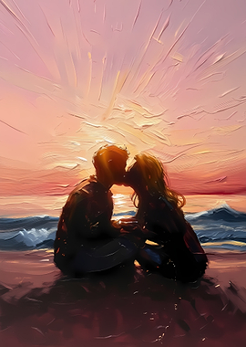 Couple Kissing at Sunset