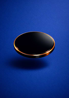 Black Oval Object with Gold Trim