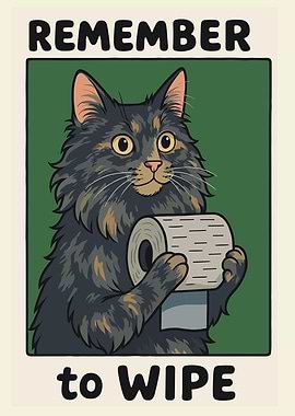 Cat Holding Toilet Paper