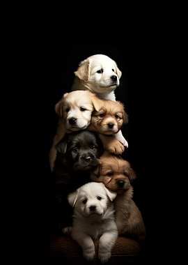 Stack of Adorable Puppies
