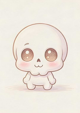 Cute Kawaii Skull Character