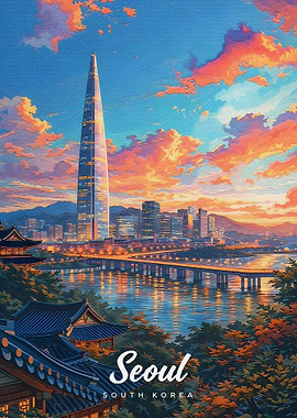 Seoul Cityscape at Sunset